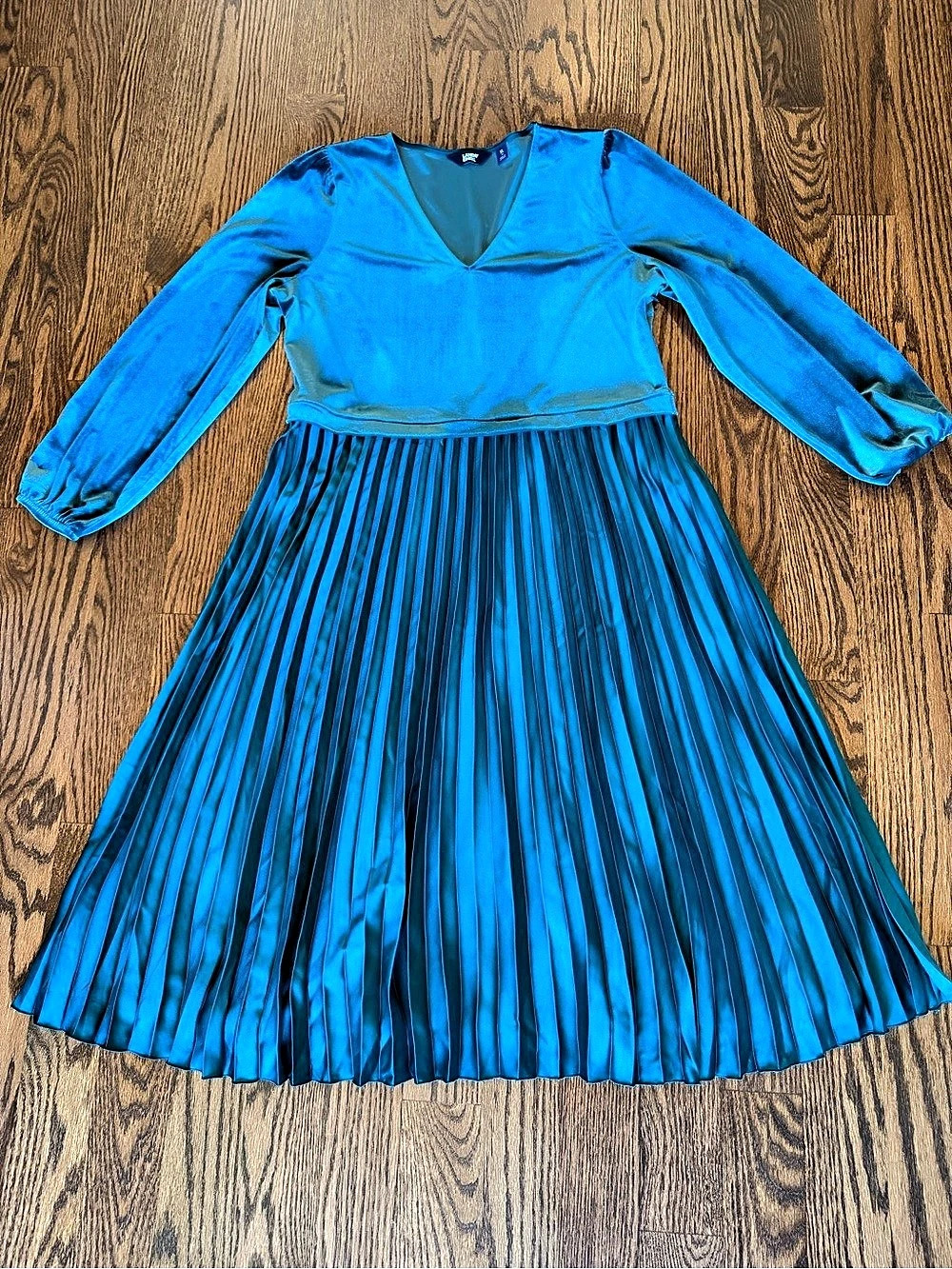 Lands' End Velvet and Satin Duet Midi Dress XL